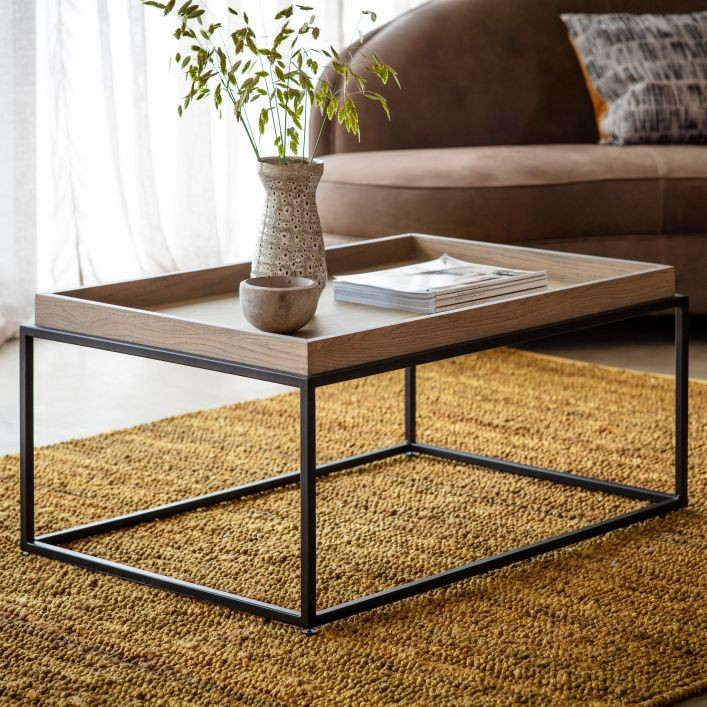 Forden Black Tray 90cm Coffee Table